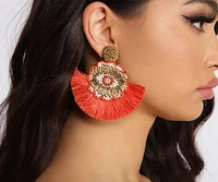 Take Me On Vacay Beaded Fan Tassel Earrings