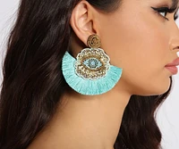 Take Me On Vacay Beaded Fan Tassel Earrings