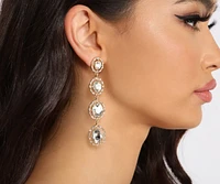 Always Alluring Rhinestone Linear Duster Earrings