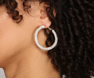 Radiant Rhinestone Tube Hoop Earrings