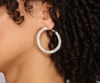 Radiant Rhinestone Tube Hoop Earrings