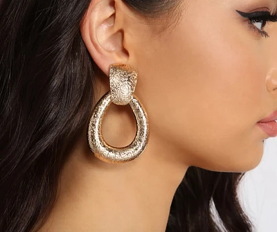 Dedicated To The Glam Oval Door Knocker Earrings