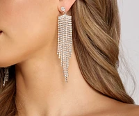 9 Row Rhinestone Fringe Duster Earrings