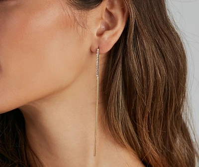 Dainty Rhinestone Chain Fringe Earrings