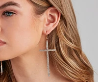 Chic Statement Cross Rhinestone Earrings