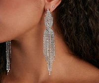 Twisted Rhinestone Fringe Earrings