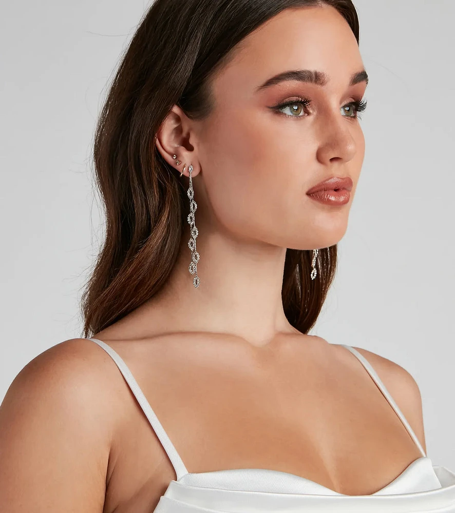 Dripping In Glam Rhinestone Earrings