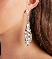 Luxe Moment Rhinestone Leaf Duster Earrings