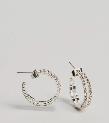 Double Trouble Rhinestone Hoop Earrings