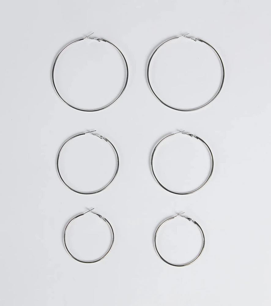 Essential Three-Pack Hoop Earrings Set