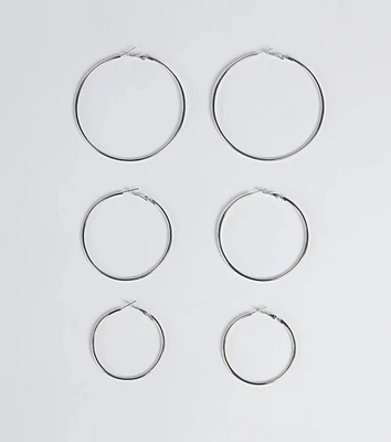 Essential Three-Pack Hoop Earrings Set