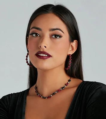 Divine Enchantment Hematite Rose Hoop Earrings