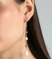 Cherish These Faux Pearl Rhinestone Earrings