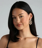 Shimmering Elegance Gemstone Leaf Drop Earrings