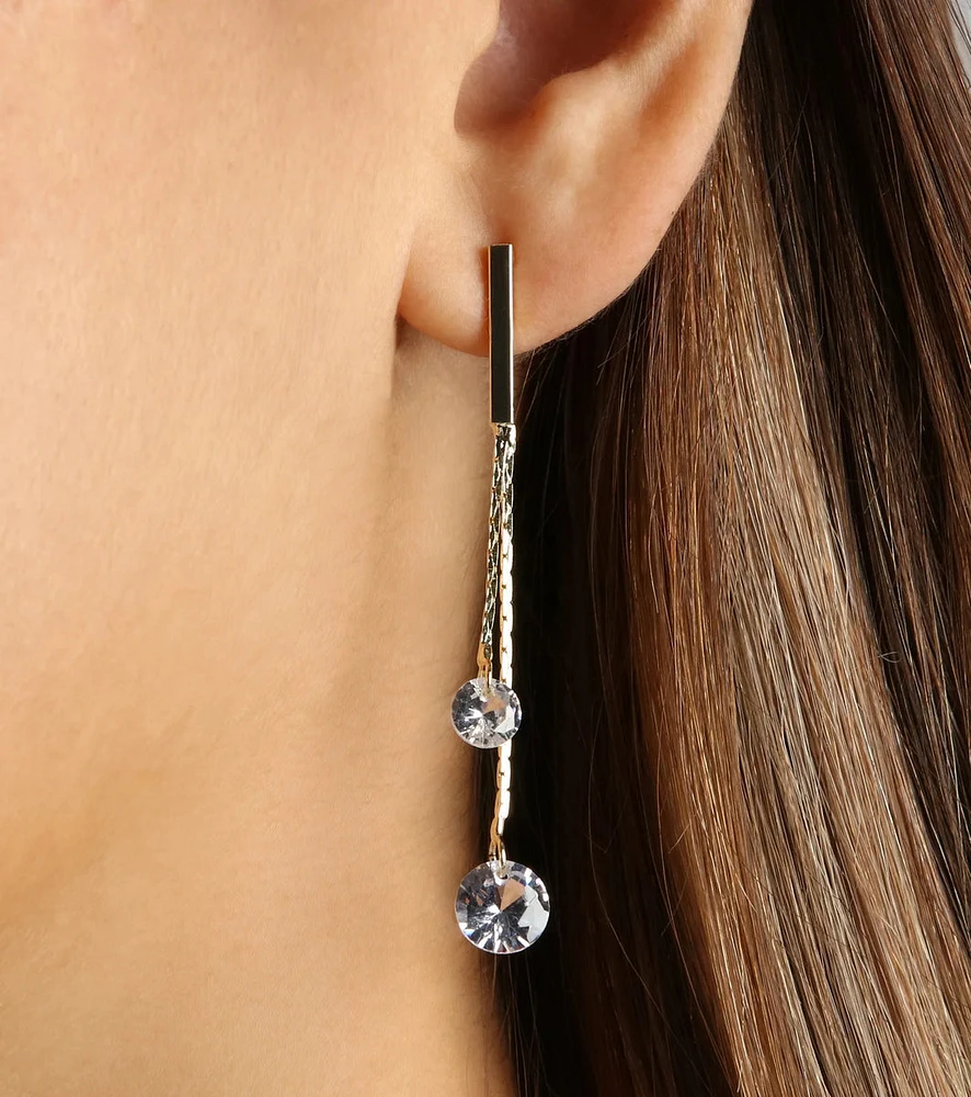 Pretty Vibes Dainty Rhinestone Chain Earrings