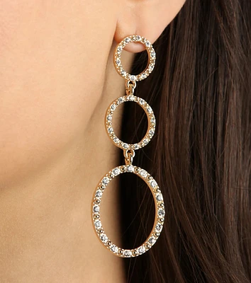 Pursuit Of Glam Rhinestone Linear Hoop Earrings