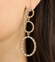 Pursuit Of Glam Rhinestone Linear Hoop Earrings