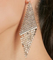 Glam Statement Rhinestone Mesh Drop Earrings