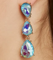 So Dreamy Iridescent Teardrop Rhinestone Earrings