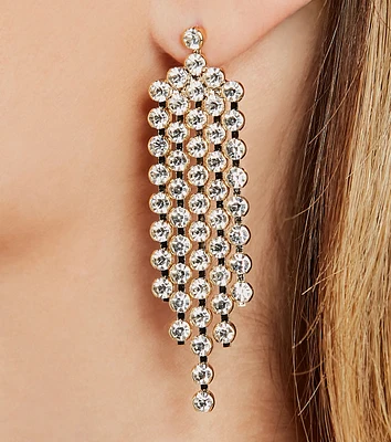 Glam Energy Rhinestone Fringe Earrings