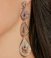 Luxe Sparkle Iridescent Rhinestone Teardrop Earrings