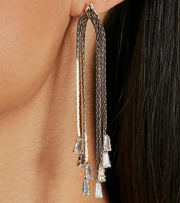 Glam Icon Rhinestone Snake Chain Earrings