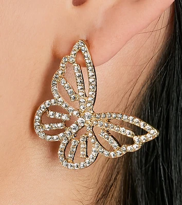 Dreamy Glam Rhinestone Butterfly Stud Earrings