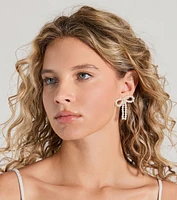 Upscale Chic Faux Pearl Bow Earrings