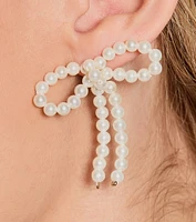 Upscale Chic Faux Pearl Bow Earrings