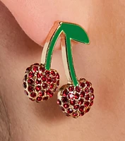 Perfect Topping Rhinestone Cherry Earrings