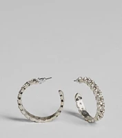 Major Glamour Rhinestone Chain-Link Hoop Earrings