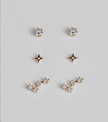 Wish Upon A Star Three Pack Stud Earring Set