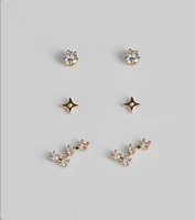 Wish Upon A Star Three Pack Stud Earring Set