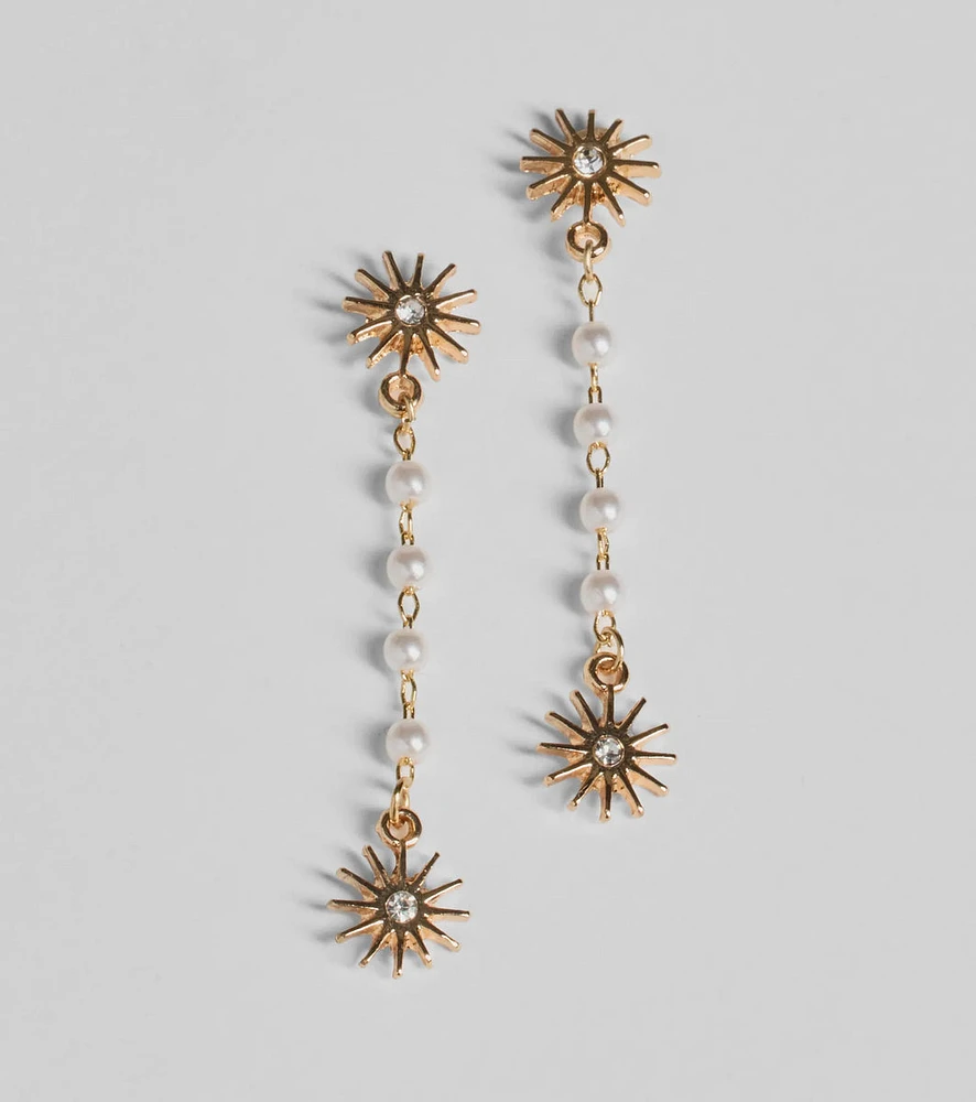 Sunny Outlook Sun Drop Faux Pearl Earrings