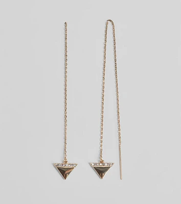 Glittery Goals Triangle Rhinestone Threader Earrings