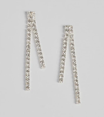 Elegant Glamour Rhinestone Bar Drop Earrings