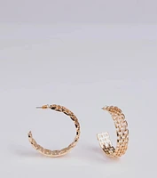 Stunning Detail Textured Hoop Earrings