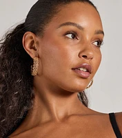 Stunning Detail Textured Hoop Earrings