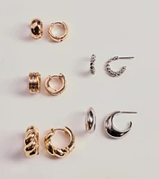 Trendy Mixed Metals Hoop Earrings Set