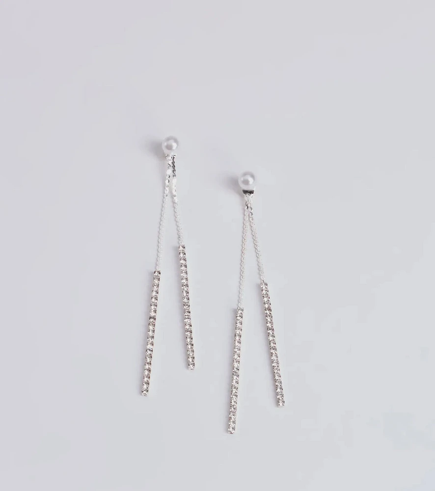 So Luxe Pearl And Rhinestone Dainty Duster Earrings