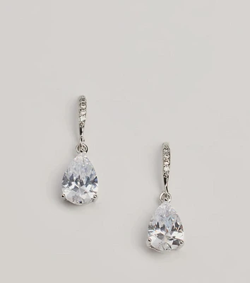 Glam Looks Teardrop Cubic Zirconia Earrings