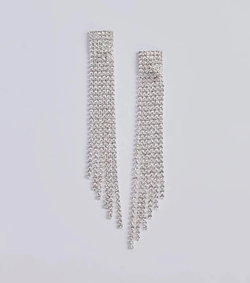 Pretty Shine Rhinestone Fringe Earrings