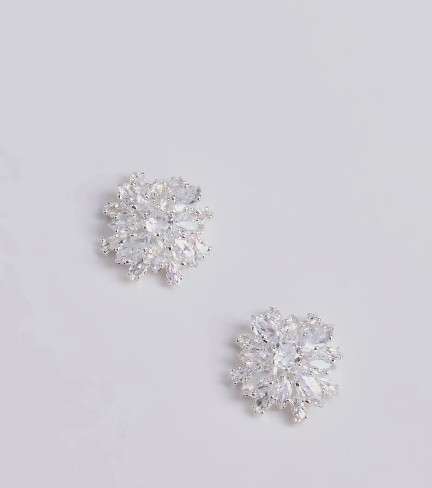 Luxe Glimmer Rhinestone Cluster Stud Earrings