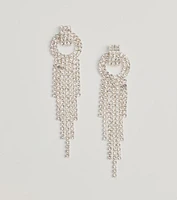 Bold Glam Rhinestone Fringe Statement Earrings