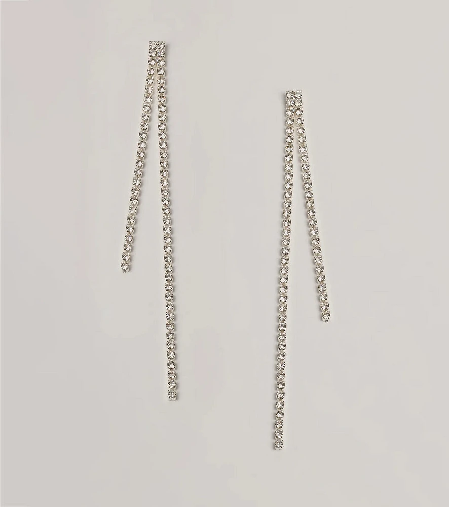 Classic Glam Rhinestone Fringe Duster Earrings