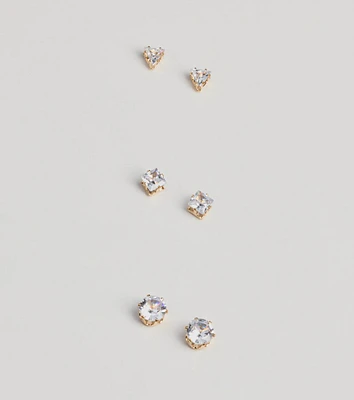 Perfect Set Rhinestone Stud Earrings Pack