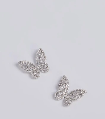 Luxe Charm Cubic Zirconia Butterfly Stud Earrings