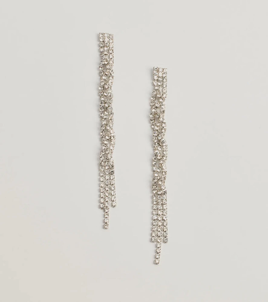 Living Luxe Rhinestone Fringe Twist Earrings