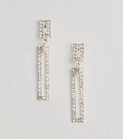 Glam Moves Rhinestone Rectangular Duster Earrings