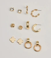 Dainty Charm Six-Pack Earring Set